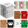 Sabary 12 Sets/24 Pcs Christmas Spiral Notebooks Gifts Bulk Ballpoint Pens Stocking Stuffers Gifts Goody Bag for Employee Coworkers Staff Holiday Xmas Party Supplies