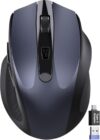 SABLUTE Wireless Mouse for Laptop, Black Computer Mouse with USB-A&USB-C Receiver, Office Cordless Mice with 6 Buttons & 3 Level DPI for Small to Medium Hands, Works with PC, Desktop, Tablet M21
