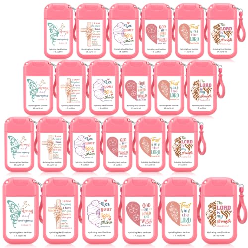 Sacubee 24 Pack Christian Bible Verse Hand Sanitizer Spray with Keychain, 1fl oz Hydrating Travel Size Pocket Inspiring Sanitizer Bulk Religious Gifts for Church Prayer Women Faith Pastor