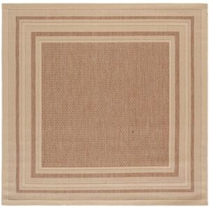 SAFAVIEH Courtyard Outdoor Square Rug 7'10", Dark Beige CY8475-39321