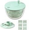 Salad Spinner and Multi Vegetable Choppers Set, 2 in 1 Vegetable Washer with 5 Interchangeable Blades, Grater for Slicing Shredding and Juicing, Kitchen Fruit Dryer for Salad Preparation