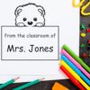 Samoyed Classroom Book Stamp, Duo Hand Mount, 1-5/8 Square