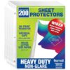 Samsill 200 Pack Heavy Duty Sheet Protectors, Non-Glare, 8.5x11 Inch Page Protectors for 3 Ring Binder, Letter Size Protectors, Reinforced Holes, Non-Glare Protector, Top Loading, Acid Free