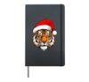 Santa Claus Tiger Hardcover Journal, Black