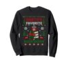 Santas Favorite Bookworm Funny Faux Knit Christmas Pixel Sweatshirt