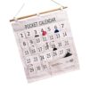SASKATE Numbered Calendar Pocket Chart, Cotton Linen Wall Hanging (Large
