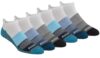 Saucony Men's RunDry Mesh Ventilating Comfort Fit Performance Tab Socks Available in M-XL (6, 12 Pairs), Blue Grey Stripe (6 Pairs), Large