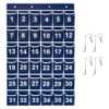 SAVERHO 36 Pockets Blue Numbered Classroom Pocket Chart for Cell Phones, Hanging Pocket Chart Storage for Classroom Phone Calculator Holder with 4 Stainless Steel Hooks (Blue-36pockets)