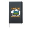 Save Whales Trees Oxford Comma Environmentalist Earth Day Hardcover Journal, Black