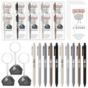 Sayglossy 10 Set Back to School Gifts Bulk Inspirational You Rock Gifts Pens Sets Motivational You Rock Pens Keychains Bookmark First Day of School Gift for Teacher Student Staff Team Coworkers