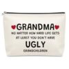 Sazuwu Funny Grandma Gifts Travel Makeup Bag Birthday Gifts for Grandma