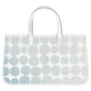 SBDS Coastal Large Canvas Tote Bag Leather Handles, 20" x 11", Blue Dots