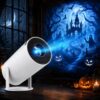 Scary Window Projector, Spooky Window Projector, Holographic Halloween Window Projector, 1080p With Wifi & Bluetooth 100" Screen, 210° Rotation, Built-In Speaker, For Home Theater Bedro (White)