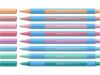 Schneider Slider Edge Pastel XB (Extra Broad) Ballpoint Pen, 1.4 mm, Light Blue Barrel, Assorted Ink Colors, Adjustable Case Stand of 8 Pens (152289)