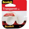 Scotch 144 Transparent Tape in Hand Dispenser, 1/2-Inch x 450-Inch, 1-Inch Core, Clear
