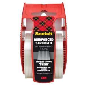Scotch Reinforced Strength Strapping Tape, 1.88 in x 360 in, Clear