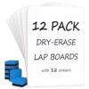 SCRIBBLEDO 12 Pack Small Dry Erase Boards 9x12 with 12 Erasers for Students