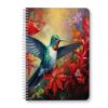 Scribesense Spiral Lined Notebook,Double-Wire College Ruled Journal for College Office,5.71x 8.26 in - Vibrant Hummingbird Gracefully Hovering Near Red Flowers