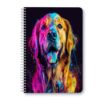 Scribesense Spiral Lined Notebook,Double-Wire College Ruled Journal for College Office,5.71x 8.26 in - Golden Retriever Dog Covered in Colorful Paint Splashes
