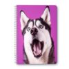 Scribesense Spiral Lined Notebook,Double-Wire College Ruled Journal for College Office,5.71x 8.26 in - Portrait of Happy Husky Dog with Open Mouth