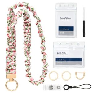 Scrunchie Lanyard with ID Holder Stretchy Soft Teacher Lanyards for Women