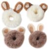 Scrunchies for Girls, 4PCS Elastic Fluffy Scrunchies Rabbit/Bear Ear Cute Plush Fluffy Hair Ties Portable Thick Hair Bobbles