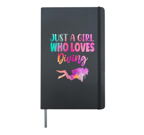 Scuba Diver Watercolor Just A Girl Who Loves Diving Hardcover Journal, Black