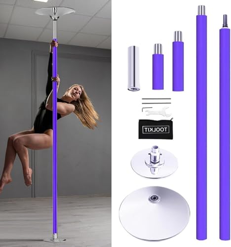 SDVantage Spinning Pole Dancing Pole Silicone Purple Workout Pole for Home Apartments, Heavy Duty Adjustable Dancing Pole Kit for 2.7M 2.8M 3M 3.3M High Ceilings,Purple-3.2M-3.4M/10.5Ft-11Ft