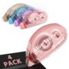 Secopad 4 Pack Scrapbook Tape, Double Sided Tape Roller for Crafts, Adhesive Glue Runner for Scrapbooking Journal Supplies, Glue Roller for School Office, 0.3IN x 26FT, Light-Colored Shell