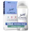 Secret Clinical Strength 100HR Sweat & Odor, Invisible Solid Antiperspirant Deodorant for Women, 3X Stress Protection with Hyaluronic Acid, PH Balanced Minerals, Shower Fresh Scent, 2.6 oz