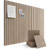 SECUPEN 12 Pack Self Adhesive Felt Wall Tiles, 11.8" x 11.8" High Density Bulletin Board Panels with Push Pins, Peel and Stick Pin Board for Office, Bedroom, Classroom, Khaki