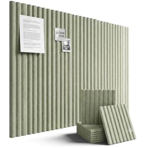 SECUPEN 12 Pack Self Adhesive Felt Wall Tiles, 11.8" x 11.8" High Density Bulletin Board Panels with Push Pins, Peel and Stick Pin Board for Office, Bedroom, Classroom,Sage Green