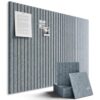SECUPEN 12 Pack Self Adhesive Felt Wall Tiles, 11.8" x 11.8" High Density Bulletin Board Panels with Push Pins, Peel and Stick Pin Board for Office, Bedroom, Classroom, Gray Blue