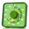 Secura 7.5-Inch Animal Pattern Visual Timer for Kids, 60-Minute Countdown Timer for Classroom or Kitchen, Durable Mechanical Timer Clock with Magnetic Backing (Green)
