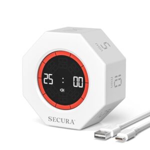 Secura Pomodoro Timer with 5/10/15/20/25/50/90 Min Presets, 3 Level Volume