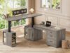 SEDETA Farmhouse L Shaped Standing Desk with Storage for Home Office, Grey