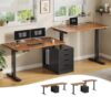 SEDETA Standing Two Person Desk with 4 Drawers, 2 Power Outlets, CPU Stand