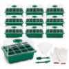 Seed Starter Trays 10 Pack, 12 Cells Each with Humidity Dome Set，Green
