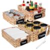 SeekElegant Set of 4 Sizes Hand-Woven Pantry Shelf Baskets, Hyacinth Storage Baskets with Chalkboard Labels & 2 Chalk Markers, Wicker Nestable Shelf Basket Set for Organizing Pantry Laundry Shelves