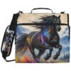 SEHANY Colored Horses Zipper Binder with Shoulder Strap, 500 Sheets Capacity, Multiple Pockets 1.5Inch 3 Ring Zipper Binder