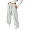 SEHIOZNI Youth Pants Girls Straight Leg Joggers Teens Casual Sweatpants Elastic Waist Drawstring Sweat Pants with Pockets Athletic Joggers (Light Ashy,8-9 Years)