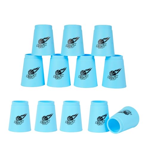 SEISSO Sport Stacking Cups Set,Stacking Cup Classic Speed Training Game for Kids Adults, Plastic Speed Stacking Cups Family Game Toy for Boy Girl Party Challenge Competition Travel Gift Blue 12Pack
