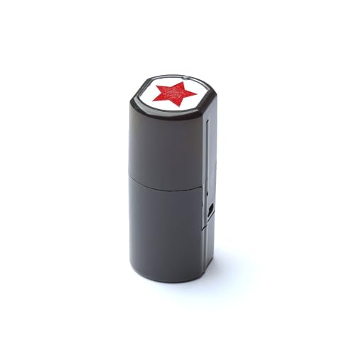 Self-Inking Stamps for Teachers, Teacher Stamper for Classroom and School, Greeting Cards and Scrapbooks Emoji Stamp (Solid Star, Red)