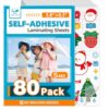 Self Adhesive Laminating Sheets 80 Pack, A5 Size, No Heat Laminating Sheets