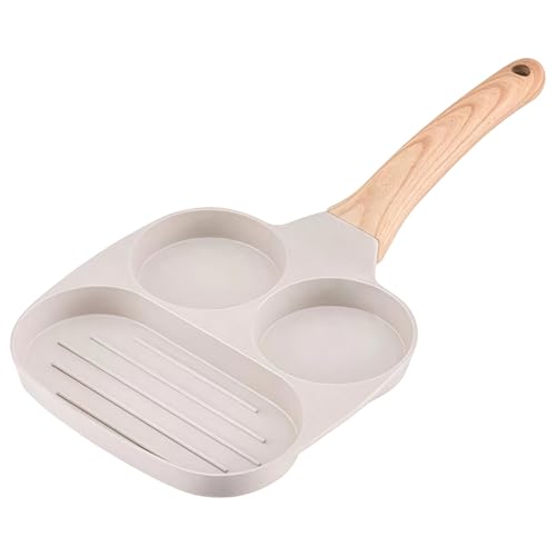 Selvotran Egg Frying Pan, 3 in 1 Non Stick Skillet for Cooking Eggs and Burgers, Compatible with Induction and Gas Stoves, 2 Egg and 1 Square Frying Area, Easy to Clean for Home Kitchen