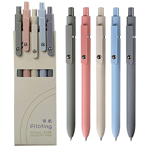 sencoo 5 pack Black Gel Pens Fine Point Retractable Roller Ball Pens 0.5mm Black Ink Smooth Writing Pens School Office Home Diary Gift Pens