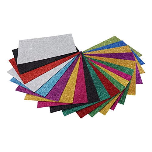 SENECESLI A4 Glitter Foam Sheets 20 Pack Self Adhesive Craft Foam Paper 2mm Thick Cuttable Sponge Paper for Kids DIY Art Projects, Scrapbooking, Card Making, School Supplies, Bulletin