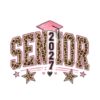 Senior 2027 Leopard Print Graduation Cap Vinyl Sticker，1：2.8X3.4 inch
