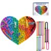 Sensory Activity Board, Silicone Calming Fidget Board Toy for Kids & Adults, Fine Motor Skill Building Sensory Toys, Multiple Shapes (Rainbow-Heart Shaped(1 Set))