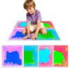 Sensory Floor Tiles for Kids: Liquid Fusion Activity Mat 4 Pcs Texture with One-Piece Glue-Free Sealing - Educational Fun Water Play Mats - Autistic Toddler Calming Toys （12X12inch）